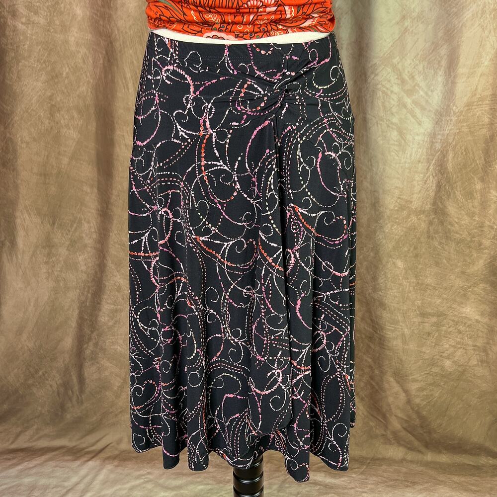 Y2K Fairy Skirt Midi Geometric Pattern Knot Detail Black Pink 2000s McBling Boho